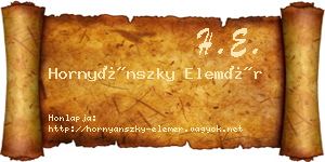 Hornyánszky Elemér névjegykártya
