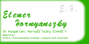 elemer hornyanszky business card